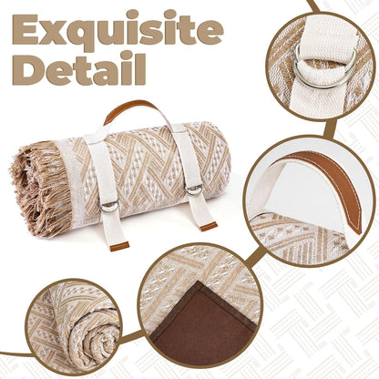 2 in 1 Extra Large Rug Outdoor Picnic Blanket Waterproof Woven Boho Mat Giant Beach Towel Travel Essential Yoga Accessories Park Patio Lawn Garden Ground Music Festival Concert Must Have6