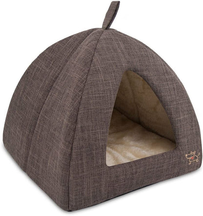 Best Pet Supplies Cat Bed for Indoor Cat, Domed Tent House with Removable Pillow, Covered Cat Cave for Small Dog, Puppies and All Breeds of Cats - Tan, 19 X 19 X H:19"14