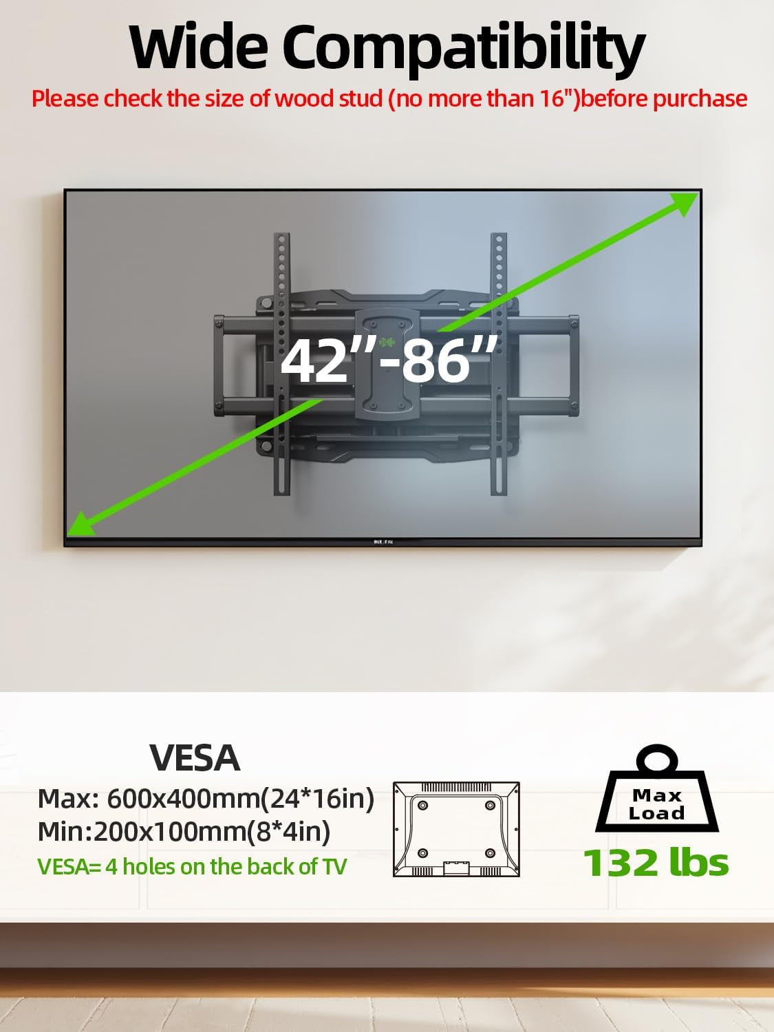 full-motion-tv-wall-mount-for-42-55-65-75-85-86-inch-tv-mount-swivel-and-tilt-wall-mount-bracket-with-dual-articulating-arms-up-to-132lbs-vesa-600x400mm-max-16-wood-studs-xml019