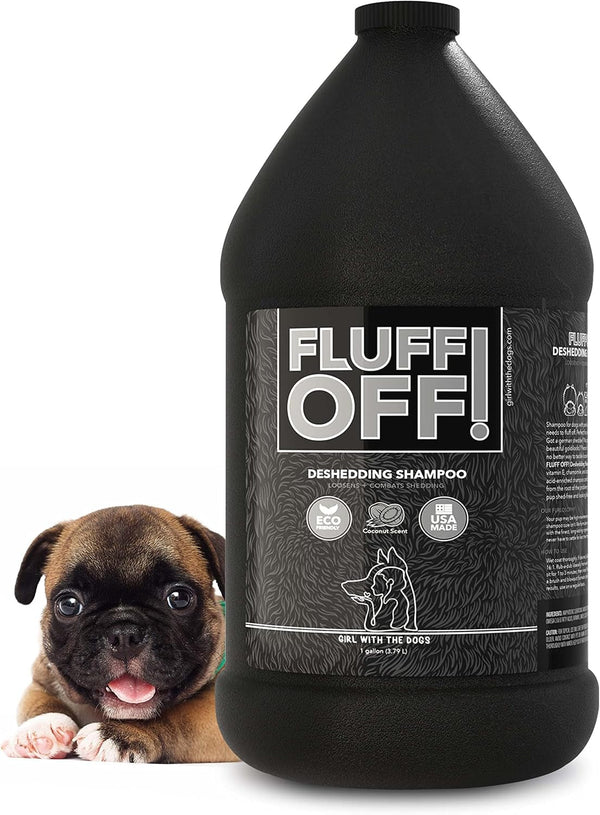 Fluff Off! by Girl with the Dogs, Natural Deshedding Dog & Cat Shampoo, 16 Oz, Made in USA, 8 Wks+8