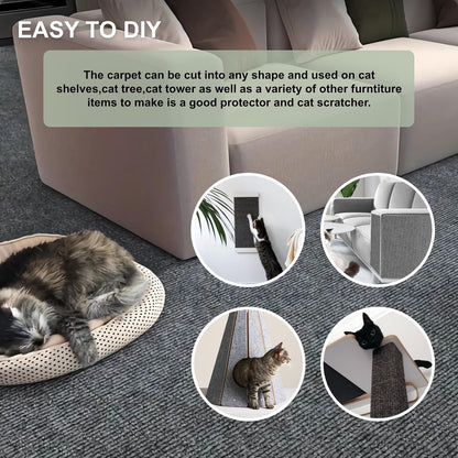 Cat Scratch Couch Furniture Protector, Self-Adhesive Scratch Pad | 39.3X15.8In, DIY Climbing Cat Carpet Mat for Door Window Protector, Couch Guard from Claws with Pins & Tape (Lightgrey)5