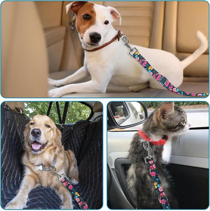Adjustable Pet Cat and Dog Car Seat Belt，The Lanyard Is Flexible and Adjustable from 20 to 33 Inches (Floral)6