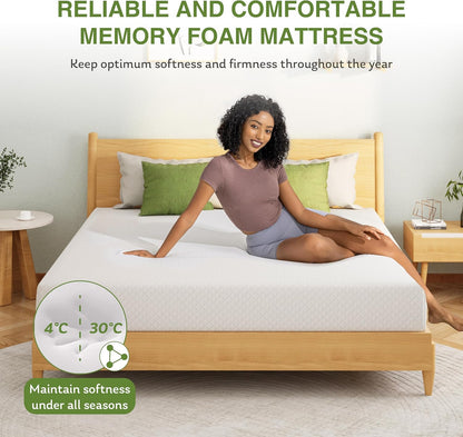 EGOHOME Full Size Memory Foam Mattress 8 Inch, Green Tea, Medium Firm | Bed Mattress in a Box, Cooling Green Tea Gel, Pressure Relief, Certipur-Us Certified, Fiberglass Free, 75''L X 54''W, White6