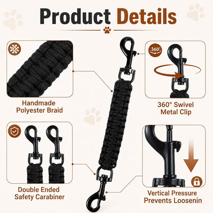 Amabro Handmade Dog Collar Safety Clip Heavy Duty Double Ended 8.66" Black | Handmade Gentle Leader Backup Safety Clip Strap Durable Leash Connector Accessory Compatible Dog Prong Collars Pet Harnesses5