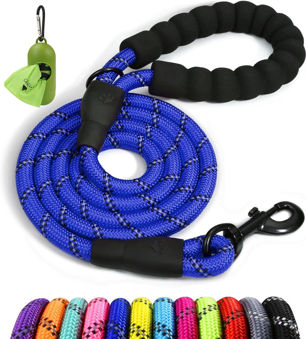 Taglory Rope Dog Leash for Medium Large Dogs, 6 FT Padded Handle, Black | Climbing Rope for Strong Pullers, Reflective for Night Walks and Training, Comfortable Grip, Anti-Tangle Swivel Clip 1/2 Inch14