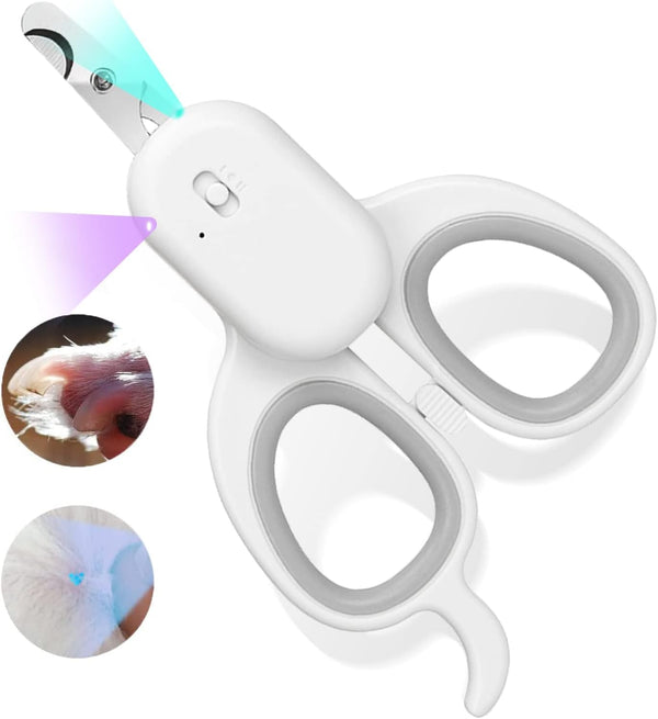 PAKEWAY Pet Nail Clipper with LED & -U-V Light, Cat Claw Trimmer with Ultra Bright LED Light for Nail Bloodline to Avoid over Cutting, Sharp Angled Blade Grooming Tool for Dog Cat Rabbit Small Animals1