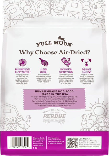 Full Moon® Pure Protein Air Dried Dog Food Homestead Turkey Recipe 1Lb | Human Grade, Protein-Rich, Jerky-Like Texture, Shelf-Stable, 90% Meat2