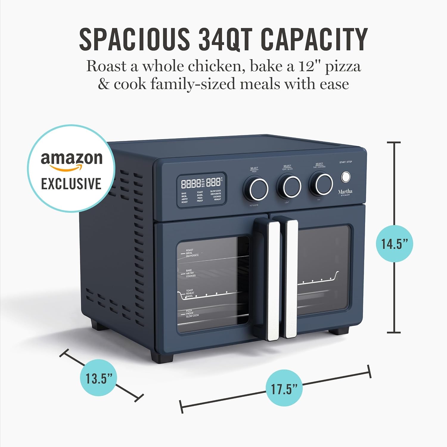 french-door-air-fryer-toaster-convection-oven-34qt-indigo-12-in-1-countertop-oven-bake-broil-roast-fits-12-pizza-dehydrate-air-fry-basket-oven-rack-rotisserie-blue