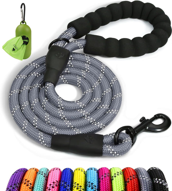 Taglory Rope Dog Leash for Medium Large Dogs, 6 FT Padded Handle, Black | Climbing Rope for Strong Pullers, Reflective for Night Walks and Training, Comfortable Grip, Anti-Tangle Swivel Clip 1/2 Inch8