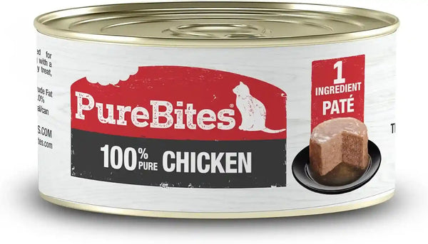 Purebites 100% Pure Chicken Pate Cat Treat | 2.5Oz Can | Only 1 Ingredient | Case of 121