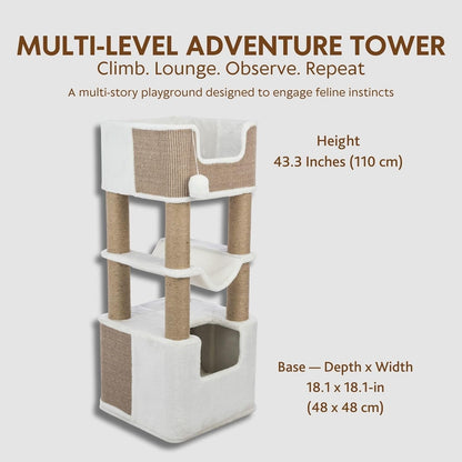 Trixie Lucano 43.3-In XXL Cat Tree, Indoor Cat Furniture with Jute Scratching Posts, Sisal and Plush Covered Condo, Dangling Interactive Toys, Brown5