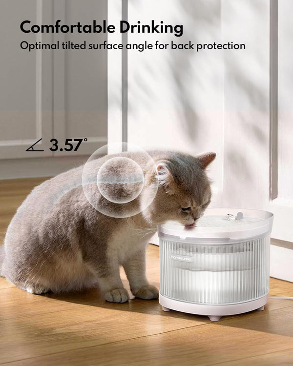 Homerunpet Cat Water Fountain with Wireless Pump, Ultra Quiet Pet Fountain | Bpa-Free, Detachable Design Easy to Clean Pet Water Fountain Indoor, Filter Included, 2L/68Oz5