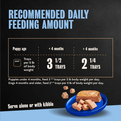 Cesar Puppy Classic Loaf Wet Dog Food, Chicken & Beef, 3.5 Oz, 24 Count | Real Chicken #1 Ingredient, Made in USA, No Fillers or Artificial Flavors, Essential Nutrients, Slow-Cooked, Easy Peel Trays6