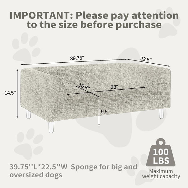 39.75" Modern Pet Sofa with Backrest and Armrests, Comfortable Foam Cushion Dog Couch for Small and Medium Dogs, Stable Leg Design for Living Room3