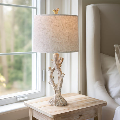 Farmhouse Table Lamps Set of 2 for Living Room Bedroom Bedside Tree Lamp Nightstand End Table 25" Lamps Vintage Natural Style4