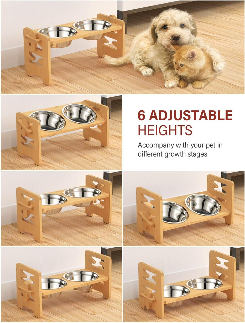 vantic-elevated-dog-bowls-raised-dog-bowl-stand-adjustable-small-natural-bamboo-elevated-feeder-with-2-stainless-steel-bowls-adjustable-height-stand-for-small-puppies-and-cats