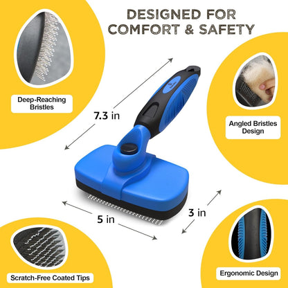 Deshedding Dog Brush for Shedding – Self Clean Cat Brush Deshedding & Grooming Tool for Long Haired and Short Haired Dogs, Slicker Brushes for Dogs, Skin-Friendly, Retractable Bristles, Easy to Clean5