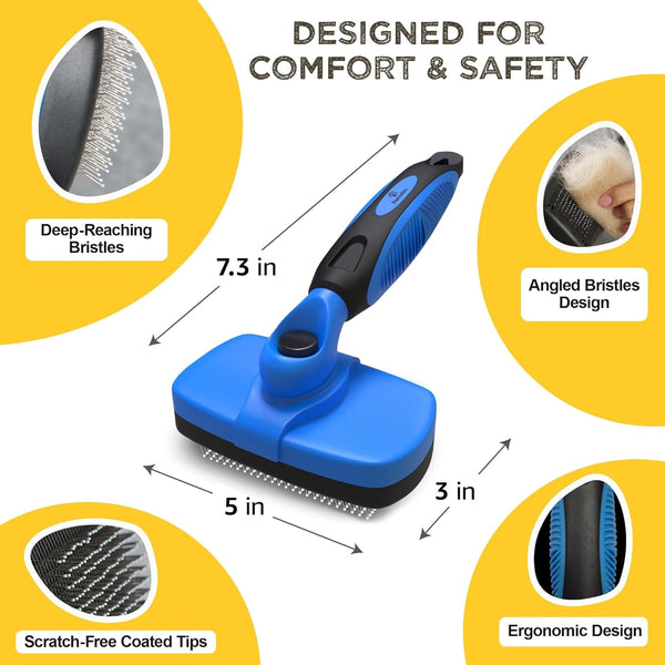 Deshedding Dog Brush for Shedding – Self Clean Cat Brush Deshedding & Grooming Tool for Long Haired and Short Haired Dogs, Slicker Brushes for Dogs, Skin-Friendly, Retractable Bristles, Easy to Clean5