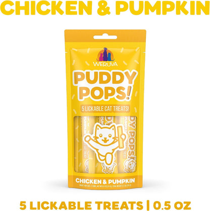 Weruva Puddy Pops, Chicken and Pumpkin Lickable Cat Treats, 0.5Oz Tube, Pack of 52