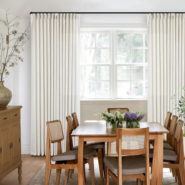 Natural Pinch Pleated Linen Semi Sheer 84 Inch Curtains 2 Panels | Pinch Pleat Hooks Rings, Back Tab, Cream Ivory Birch, Boho Neutral, Textured Linen, Window Curtain for Living Room Bedroom6