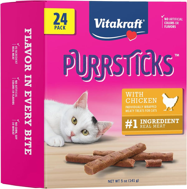 Vitakraft Purrsticks Meaty Cat Sticks - Chicken - Segmented and Breakable Meatstick - Deliciously Tender, 6 Count (Pack of 1)11