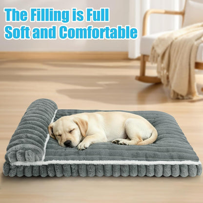 Dog Beds Medium Large Sized Dog, Dog Bed for Crate with Pillow(Grey, XL) | Comfort Large Dog Bed, Washable Dog Bed with Removable Cover, Durable Orthopedic Deluxe Plush Dog Crate Pad Bed7