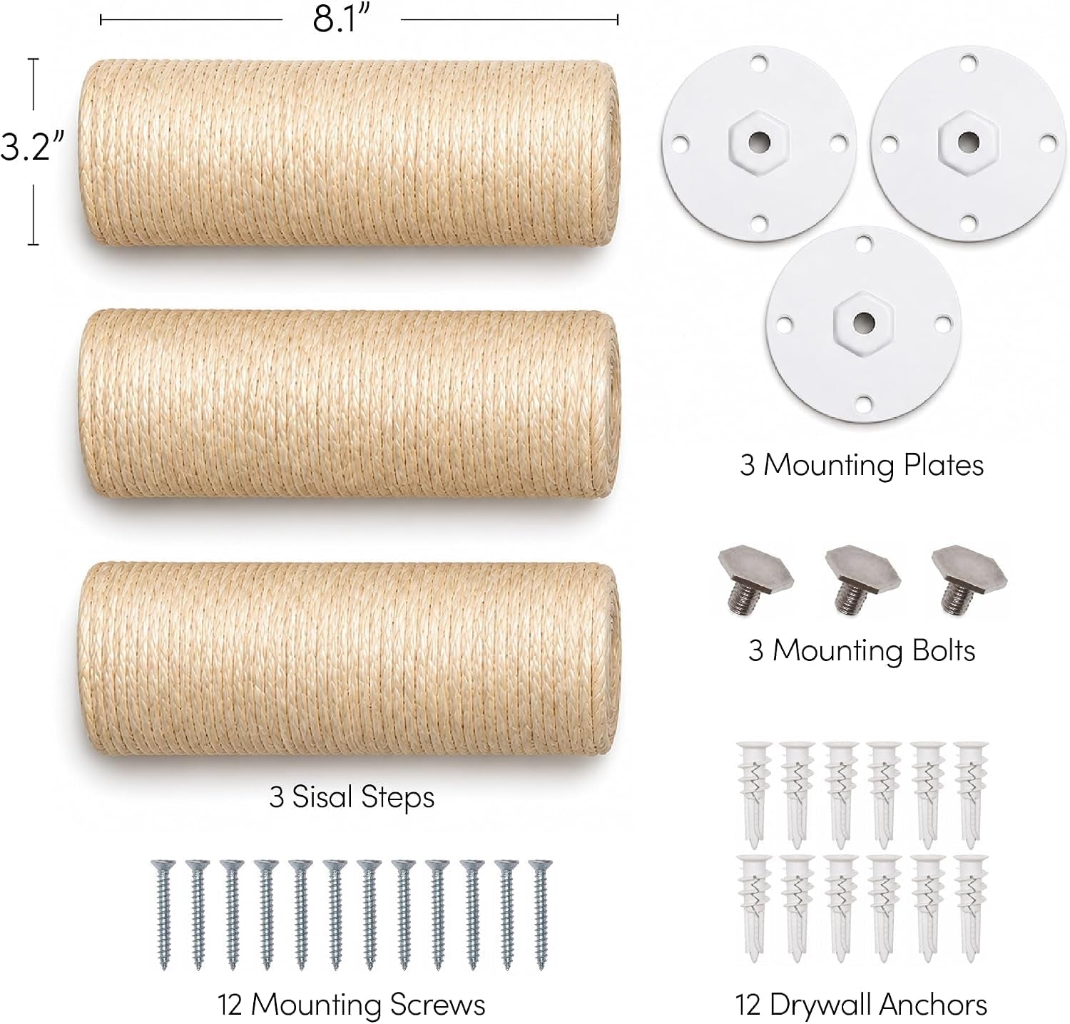 xympo-wall-mounted-cat-climbing-steps-floating-sisal-scratching-posts-8-inch-3-pack-easy-drywall-install