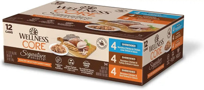 Wellness CORE Signature Selects Variety Pack Adult Canned Wet Cat Food, Natural, Protein Rich, Grain Free, Poultry Recipes, 2.8 Oz, Pack of 8 Cans10
