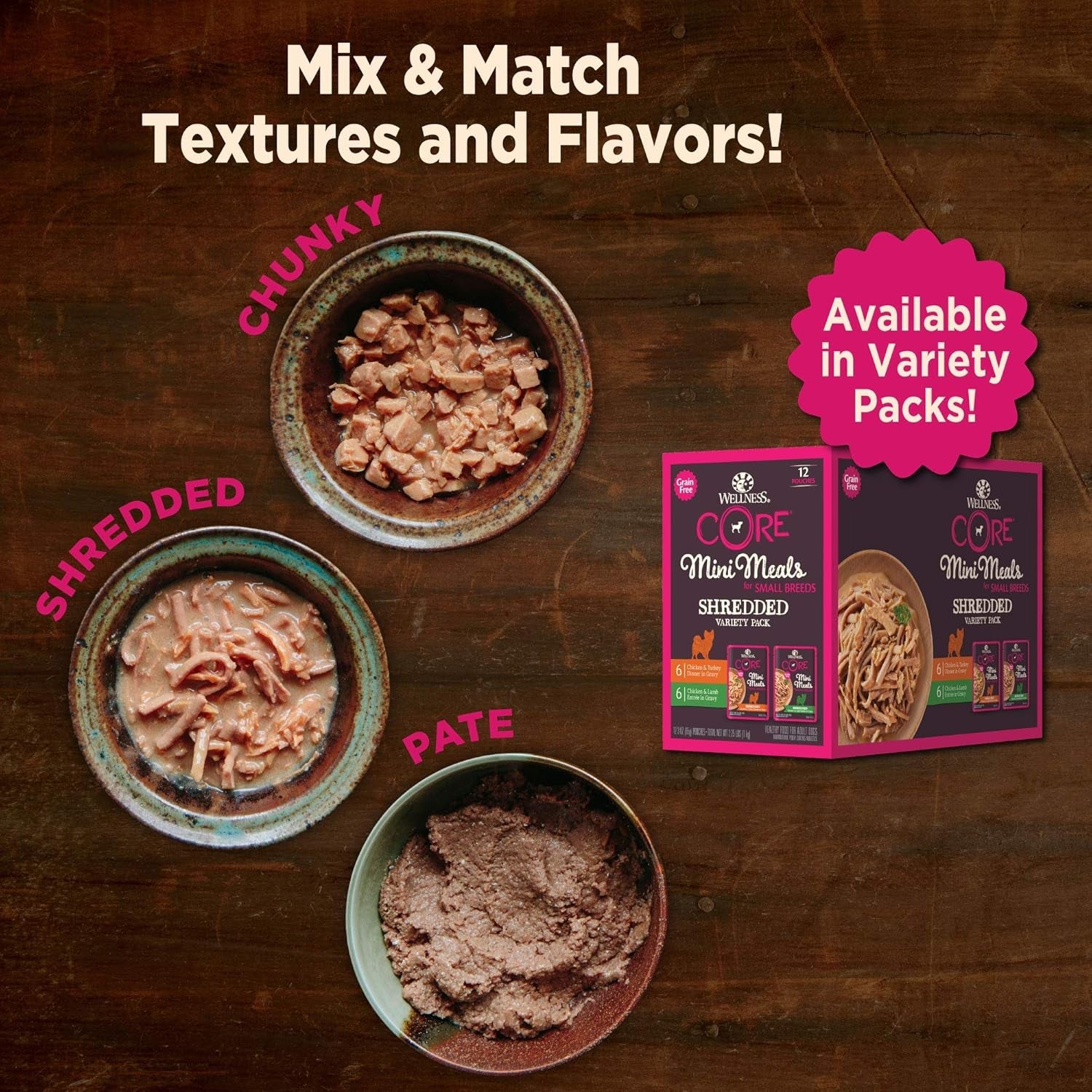 wellness-core-small-breed-mini-meals-shredded-in-gravy-adult-wet-dog-food-grain-free-natural-chicken-and-turkey-dinner-recipe-3-oz-pack-of-12-pouches
