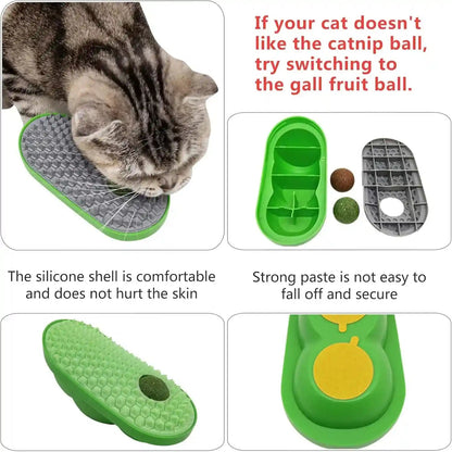 Miwoowim 2 Pcs Catnip Toys Balls That Stick on Wall,Cat Toy Ball, Catnip Wall Balls for Cats Lick,Cat Face Scratchers, Cat Self Groomer for Indoor Cats, Corner Brush4