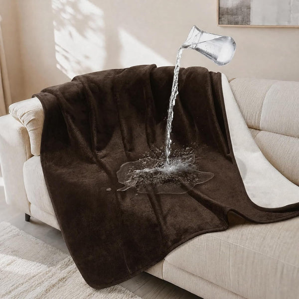 LOOBANI Waterproof Blanket for Bed, Soft Flannel Twin Bed Blanket 60" X 80" | Dog Pet Blankets for Large Dogs, Reversible Spill-Proof Throw for Couch Cover, Movie Time, Camping, Travel, Noise Free, Grey20