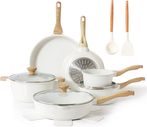 16Pcs Ceramic Cookware Set Non Toxic, Pots and Pans Set Non Stick | Induction Compatible, Even Heating, Durable, Easy to Clean, PFAS/PFOA Free, Healthy Kitchen Cooking Set, Stay-Cool Handles1
