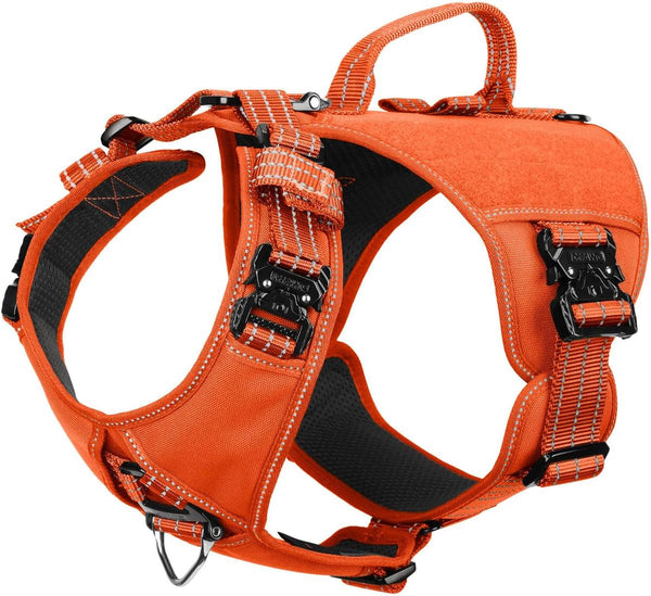 ICEFANG Quick-Moving Tactical Dog Harness for Large Dogs,No Pull Dog Vest | Control Handle,Reflective,Full Metal Buckles,Adjustable,Hook-And-Loop Panel,Soft Padded,Pink,Large5