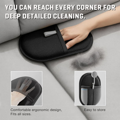 Pet Hair Removal Glove for Dogs & Cats, Newly Upgraded Reusable Electrostatic Pet Hair Glove, Magic Brush Pet Hair Remover Tool for Clothing, Couch, Carpet, Car Seats. (Black Gray, Pack of 1)6