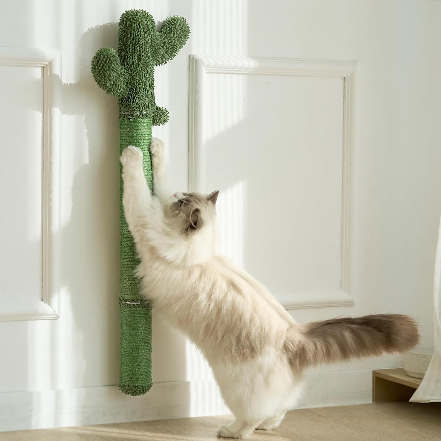 wall-mounted-cat-scratcher-34-extra-tall-vertical-sisal-scratching-post-for-large-cats-space-saving-wall-cat-scratcher-with-self-grooming-brush-hanging-ball-beige