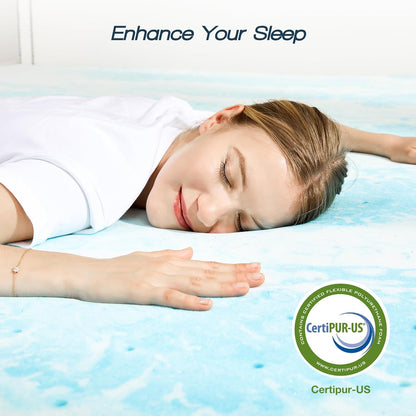 Memory Foam Mattress Topper, Full Size, 3 Inch Cooling Pad | Cooling Gel Infused, Ventilated, Breathable Toppers Pad, RV, Camper, Sofa Bed Use, Blue7