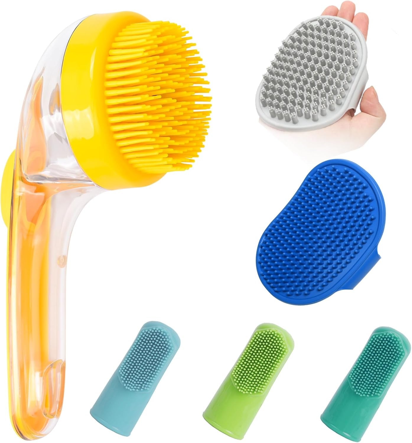 6-pcs-elegx-pet-grooming-bath-massage-brush-with-soap-and-shampoo-dispenser-soft-silicone-bristle-for-long-short-haired-dogs-cats-shower