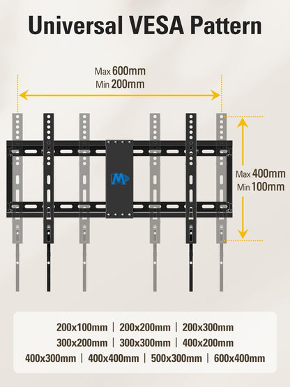 Tilting TV Wall Mount for Most 37-90 Inch Tvs up to 132Lbs | Low Profile TV Mount Fits 16", 18", 24" Studs, Max VESA 600X400Mm, Wall Mount TV Bracket with Quick Lock & Release, MD2268-LK6