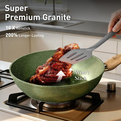 12 Piece Pots and Pans Set, Nonstick Kitchen Cookware Sets | Granite Pans Set for Cooking, Compatible with Induction, Gas & Electric Stoves, PFOA & PFOS Free, Even Heating, Easy to Clean2