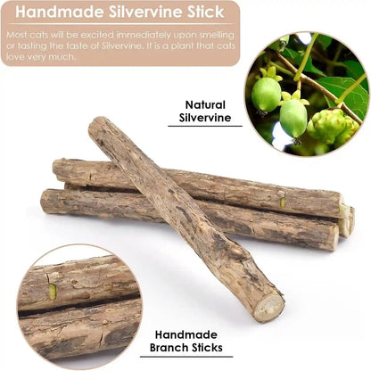 Bissap 10 PCS Silvervine Chew Sticks for Cats, Catnip Chew Sticks Cat Toys for Indoor Cat Kitten Teeth Grinding Interactive Feather Toys for Aggressive Chewers Dental Care5