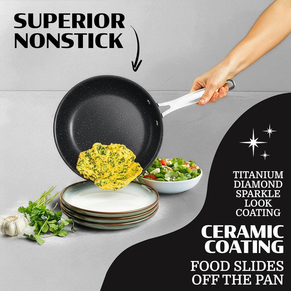 Ceraluxe 20Pc Pots and Pans Set Non Stick Ceramic Cookware Set | Bakeware & Utensils Included, Non Toxic PFOA/PTFE/PFOS Free Coating, Cool Touch Handles, Oven & Dishwasher Safe, Black4