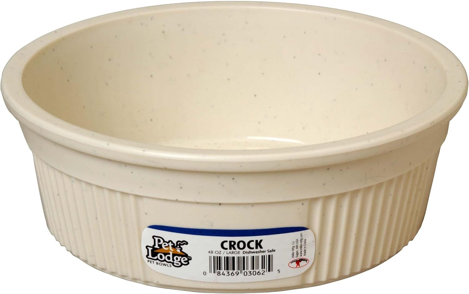 pet-lodge®-crock-pet-bowl-heavy-duty-plastic-dog-feed-water-bowl-granite-2-5-cups-medium