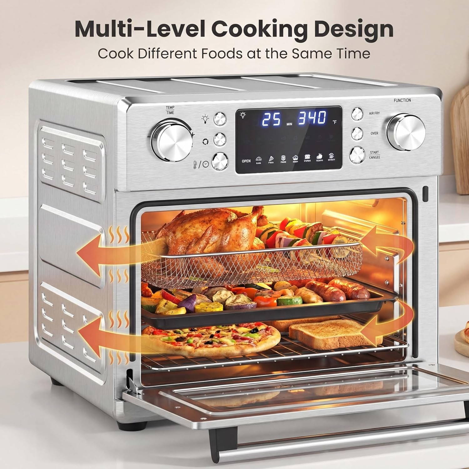 14-in-1-air-fryer-toaster-oven-26-qt-stainless-steel-countertop-oven-1700w-convection-oven-with-rotisserie-and-dehydrate-modes-multi-preset-cooker-for-air-fry-pizza-bake-and-family-cooking