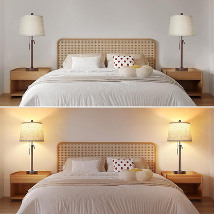Table Lamps Set of 2, 22" to 30"Adjustable Height Bedside Lamps for Living Room 3 Color Temperatures Tall Nightstand Lamps Modern Brown Table Lamp for Bedroom Office End Table (Bulbs Included)7