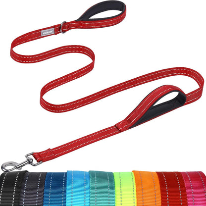 VIVAGLORY Double Handle Dog Leash Twingrip, 6Ft X 1In, Navy | Dog Leash for Collar with Traffic Handle & 2 Loop for Walking & Training, Traffic Control Reflective Heavy Duty Puppy Pet28