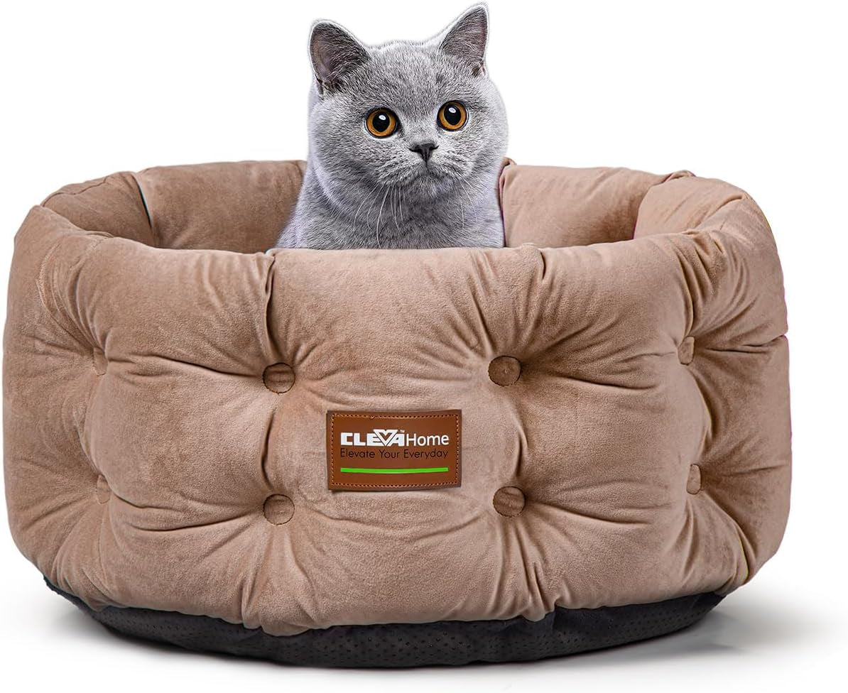 clevahome-cat-dog-bed-for-small-pets-up-to-15lbs-round-cat-beds-for-indoor-cats-machine-washable-comfortable-pet-bed-for-puppy-and-kitten-with-non-slip-bottom-plum-pink