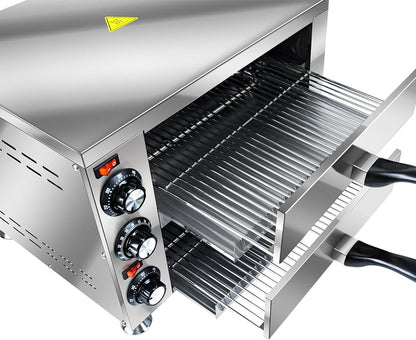 YOOKTEN Electric Countertop Pizza Oven Indoor Commercial Pizza Maker Machine for Home Stainless Steel 2-Tier Pizazz Pizza Oven,1100W, Silver8