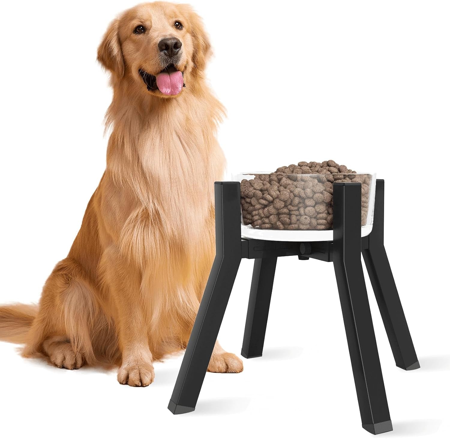 dog-bowl-stand-for-medium-large-dogs-adjustable-width-elevated-dog-bowls-7-10-6-raised-dog-food-water-bowls-11-inch-tall-single-holder-black-bowl-not-included
