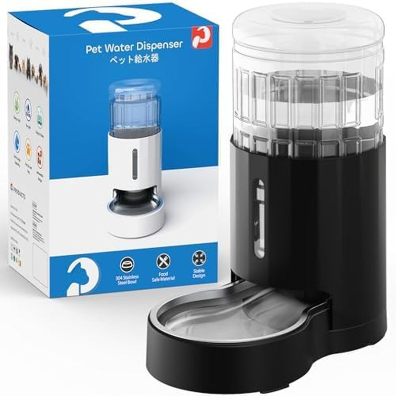czpet-dog-water-bowl-dispenser-5l-wider-mouth-gravity-refilling-black-automatic-cat-waterer-with-removable-stainless-steel-bowl-upgraded-brush-easy-cleaning-large-drinking-area-for-multi-pet