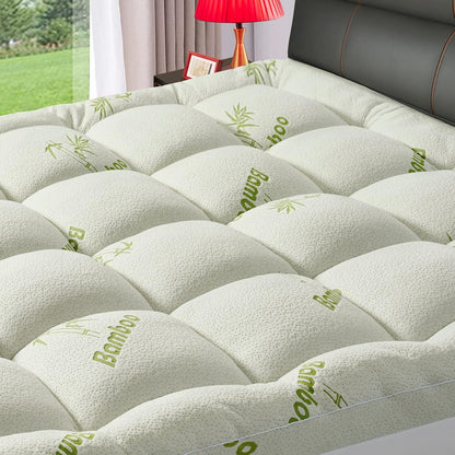 Premium Viscose Made from Bamboo Twin XL Size Mattress Topper,1200 GSM Quilted Fitted Extra Thick Mattress Pad,Pillow Top Mattress Cover with Deep Pocket up to 21 Inches（39 * 80Inch）1